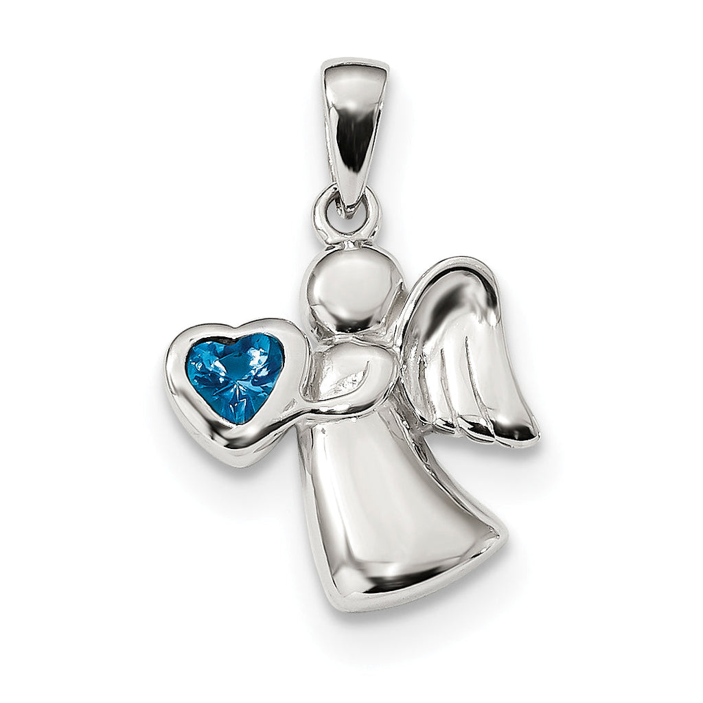 Sterling Silver Angel CZ Heart Pendants- Sparkle & Jade-SparkleAndJade.com QC9152