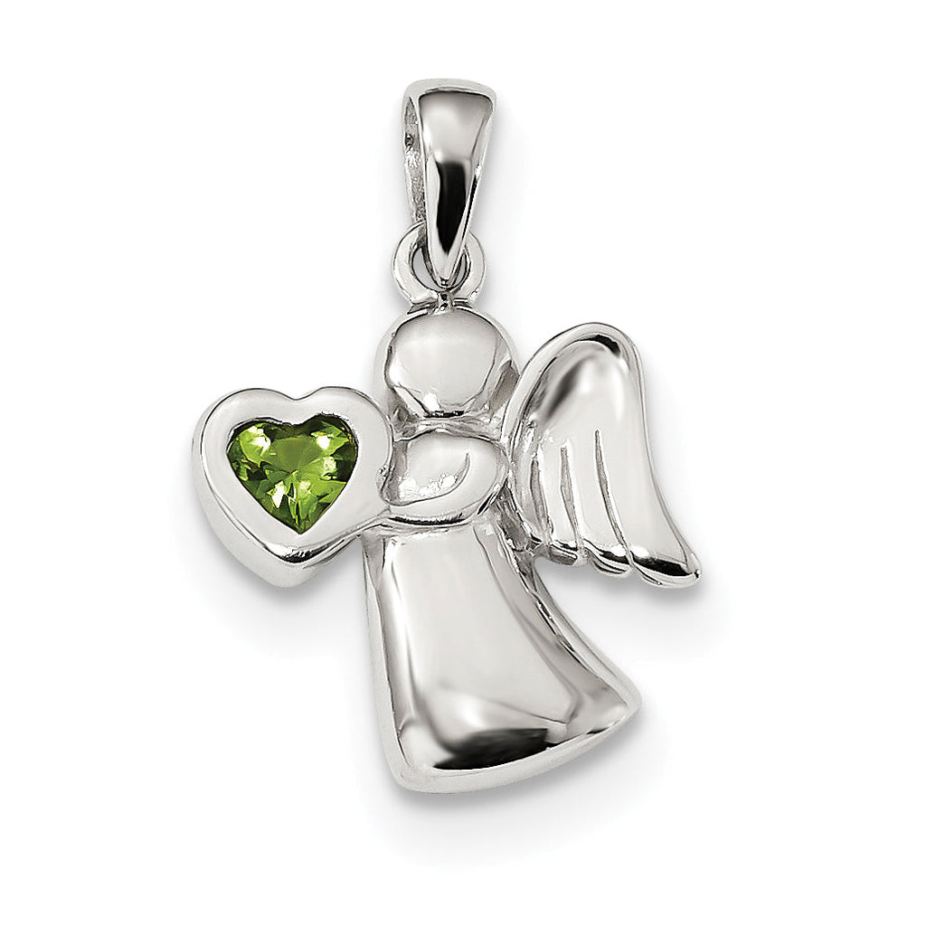 Sterling Silver Angel CZ Heart Pendants- Sparkle & Jade-SparkleAndJade.com QC9153