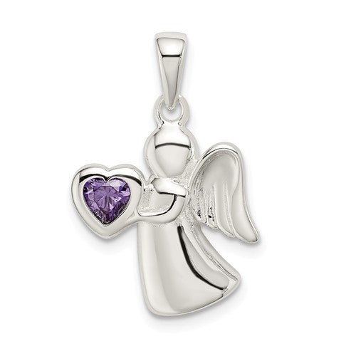 Sterling Silver Angel CZ Heart Pendants- Sparkle & Jade-SparkleAndJade.com 