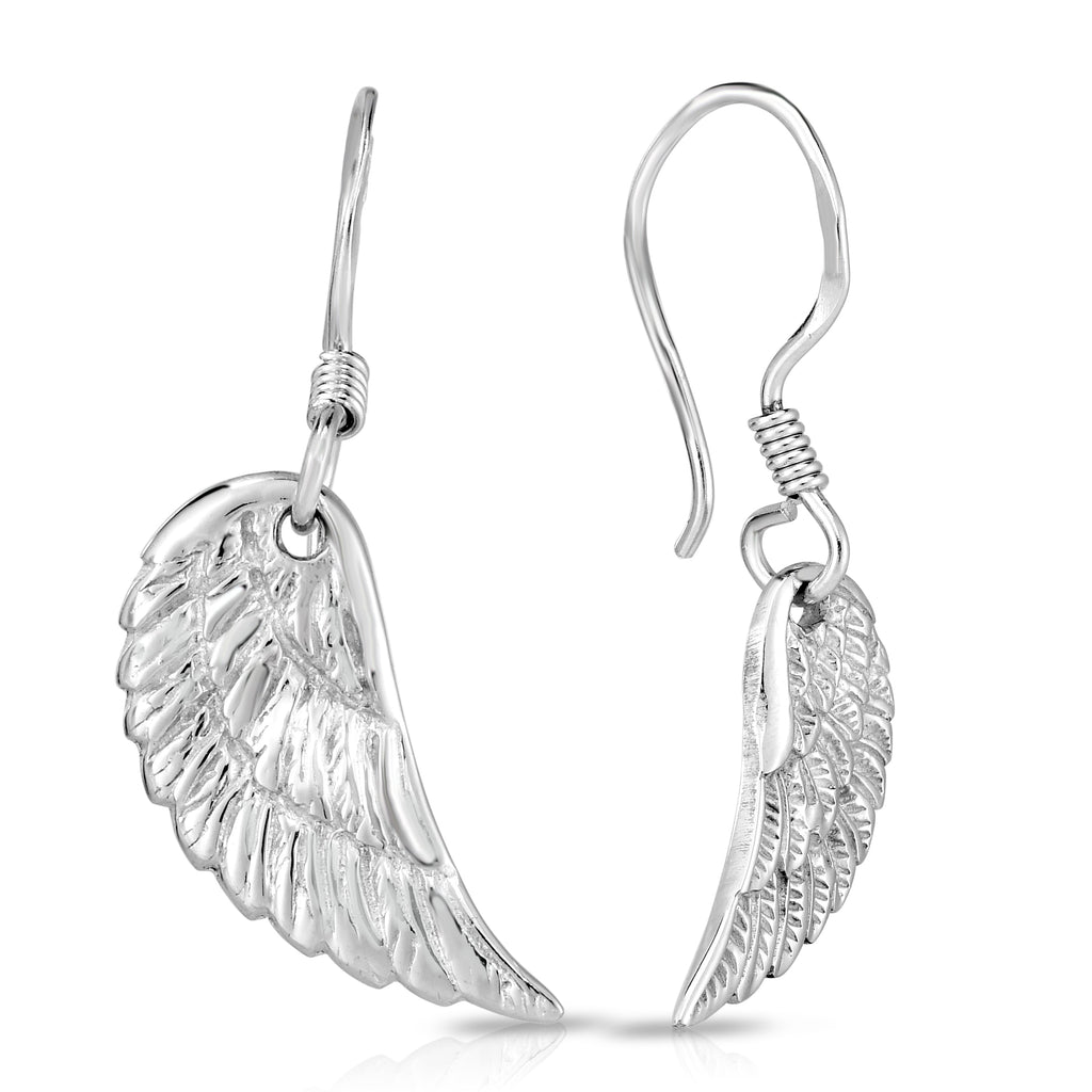 Sterling Silver Angel Wing Drop Earrings- Sparkle & Jade-SparkleAndJade.com AGE2929