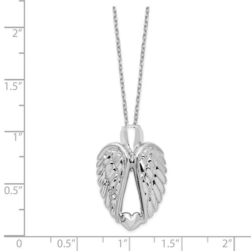 Sterling Silver Angel Wings Ash Holder 18" Necklace- Sparkle & Jade-SparkleAndJade.com QC9743-18