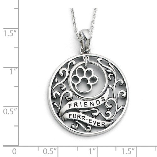 Sterling Silver Antiqued Animal Friends Dog Paw Necklace- Sparkle & Jade-SparkleAndJade.com QSX315