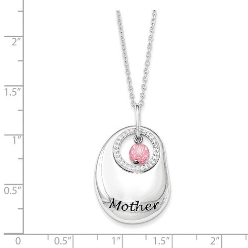 Sterling Silver Antiqued CZ For You Mother 18in. Necklace- Sparkle & Jade-SparkleAndJade.com QSX594