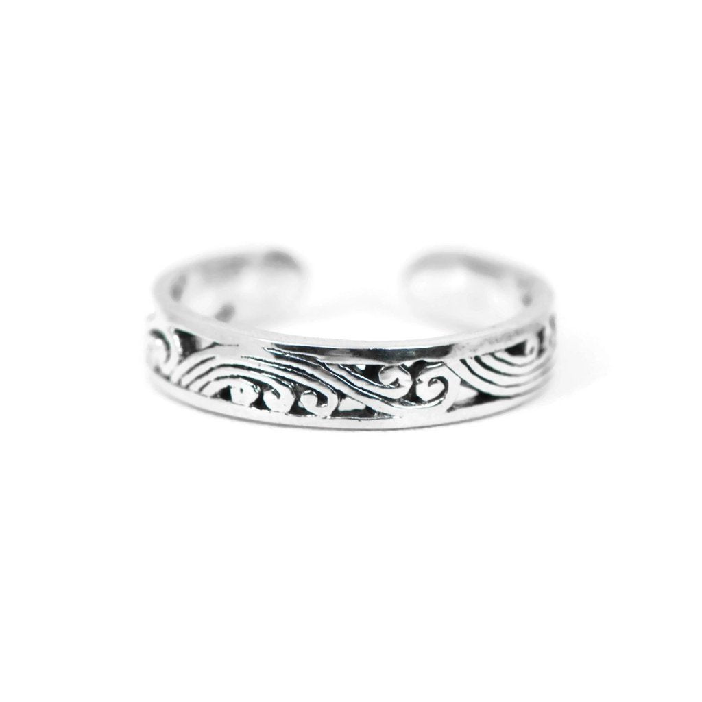 Sterling Silver Antiqued Filigree Design Toe Ring- Sparkle & Jade-SparkleAndJade.com A-1180-002744-00