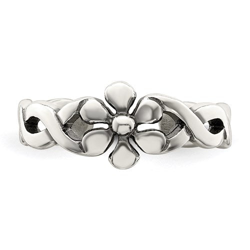 Sterling Silver Antiqued Floral Toe Ring- Sparkle & Jade-SparkleAndJade.com QR1911