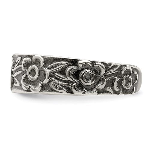 Sterling Silver Antiqued Flower 5mm Band Toe Ring- Sparkle & Jade-SparkleAndJade.com QR805