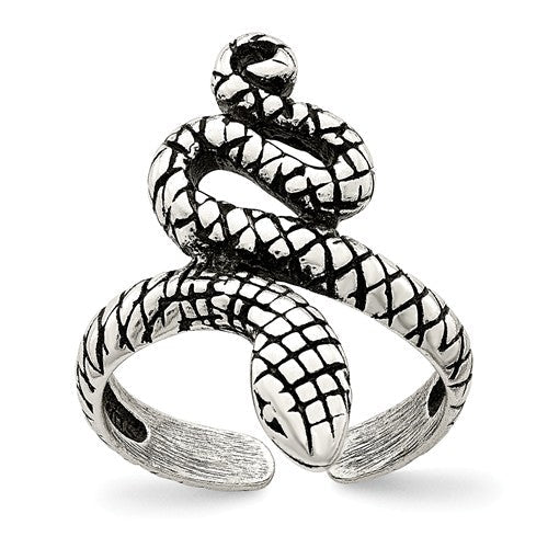 Sterling Silver Antiqued Snake Toe Ring- Sparkle & Jade-SparkleAndJade.com QR798