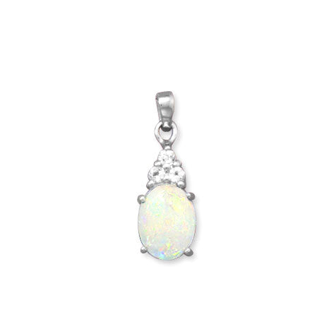 Sterling Silver Australian Opal and White Topaz Pendant- Sparkle & Jade-SparkleAndJade.com 74274