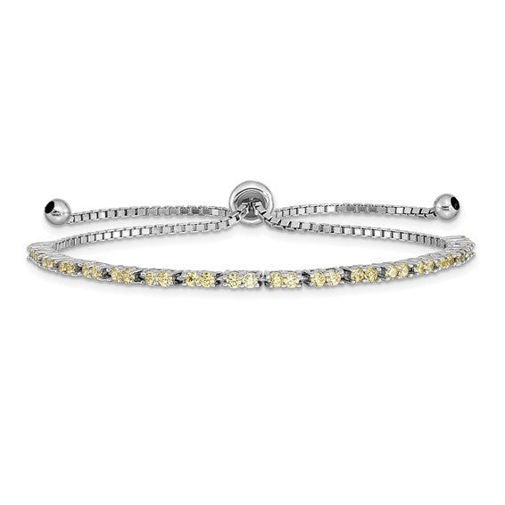 Sterling Silver Birthstone CZ Adjustable Bolo Bracelets- Sparkle & Jade-SparkleAndJade.com QG4757NOV
