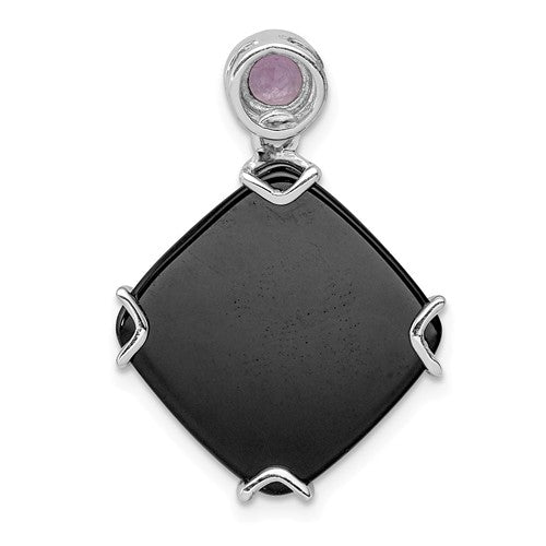 Sterling Silver Black Agate & Amethyst Pendant- Sparkle & Jade-SparkleAndJade.com QP4282