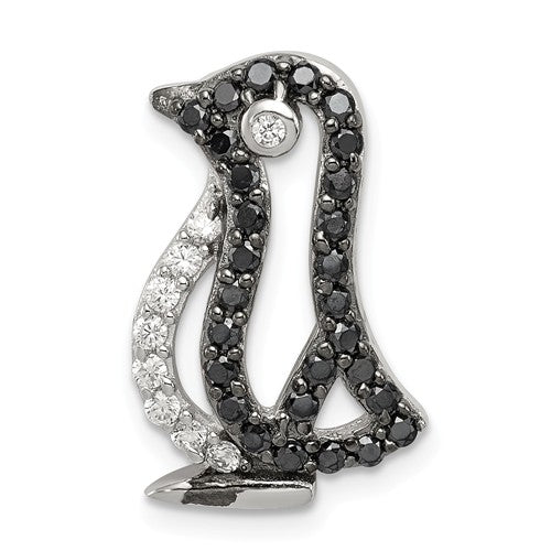 Sterling Silver Black And White CZ Penguin Pendant- Sparkle & Jade-SparkleAndJade.com QP2111