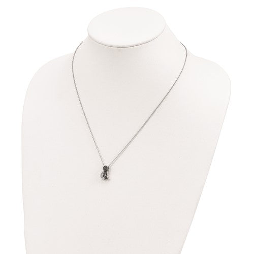 Sterling Silver Black And White Diamond Penguin Pendant Necklace- Sparkle & Jade-SparkleAndJade.com QP2286