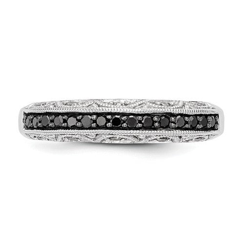 Sterling Silver Black And White Diamond Ring- Sparkle & Jade-SparkleAndJade.com 