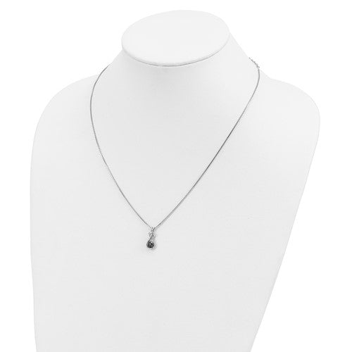 Sterling Silver Black Diamond Love Knot Pendant Necklace- Sparkle & Jade-SparkleAndJade.com QP2343