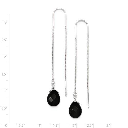 Sterling Silver Black Quartz Threader Earrings- Sparkle & Jade-SparkleAndJade.com QE2188