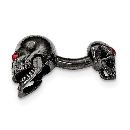 Sterling Silver Black Ruthenium Plated Red Swarovski Skull Cuff Links- Sparkle & Jade-SparkleAndJade.com QQ552