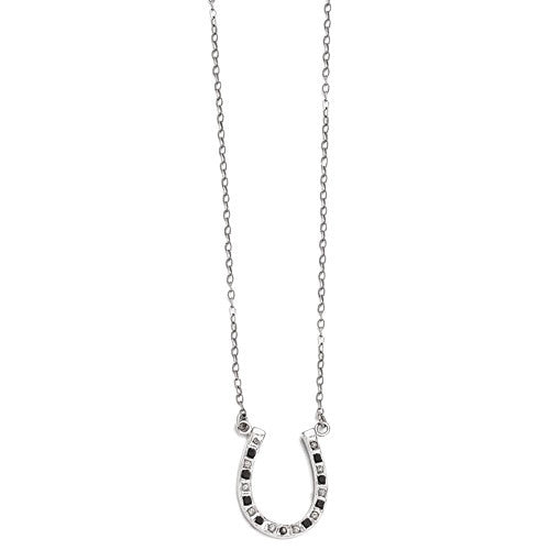 Sterling Silver Black & White Diamond Mystique Horseshoe Necklace- Sparkle & Jade-SparkleAndJade.com QDF116