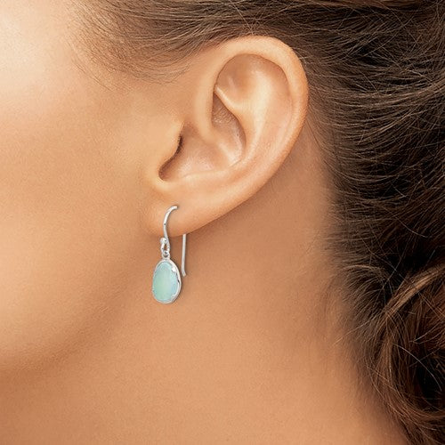 Sterling Silver Blue Chalcedony Dangle Earrings- Sparkle & Jade-SparkleAndJade.com QE14273