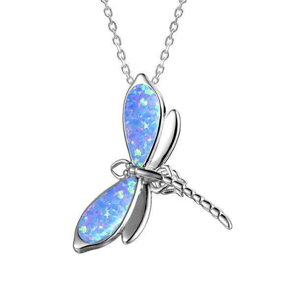 Sterling Silver Blue Opal Dragonfly Pendant Necklace by Alamea- Sparkle & Jade-SparkleAndJade.com 623-31-31