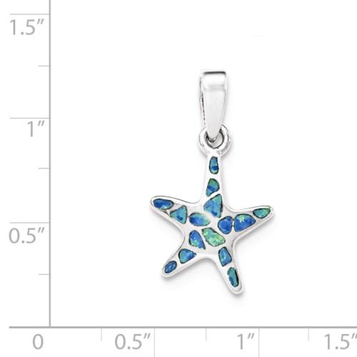 Sterling Silver Blue Opal Inlay Starfish Pendant- Sparkle & Jade-SparkleAndJade.com QP4294