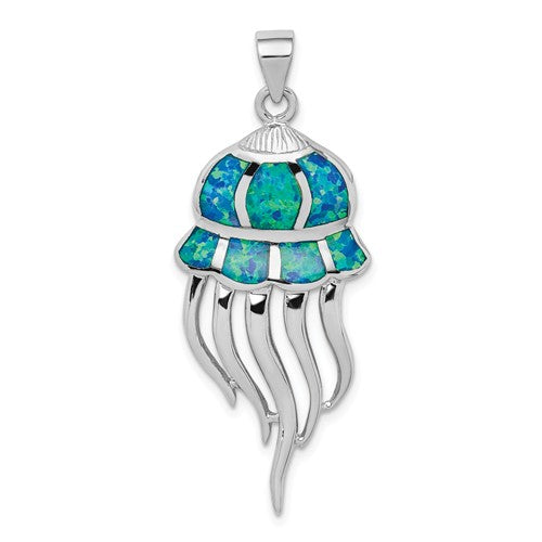 Sterling Silver Blue Opal Jellyfish Pendant- Sparkle & Jade-SparkleAndJade.com QP5233