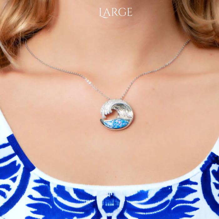 Sterling Silver Blue Opal Ocean Wave Pendant by Alamea- Sparkle & Jade-SparkleAndJade.com 