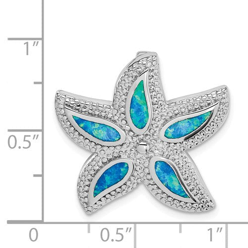 Sterling Silver Blue Opal Starfish Slide Pendant- Sparkle & Jade-SparkleAndJade.com QP5339