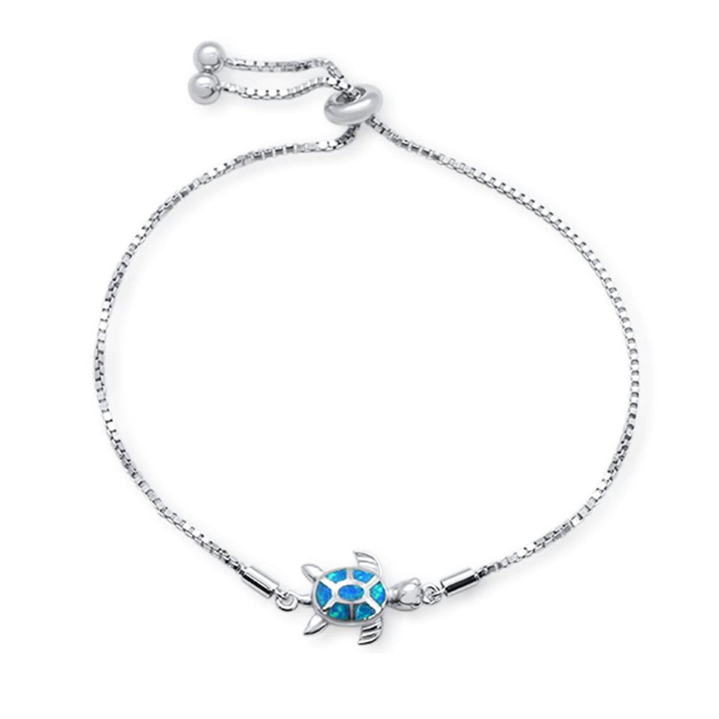 Sterling Silver Blue Opal Turtle Adjustable Bolo Bracelet- Sparkle & Jade-SparkleAndJade.com SBO-1613-BO
