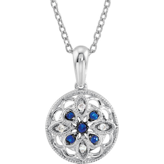 Selling Diamond & Sapphire Sterling Silver Pendant