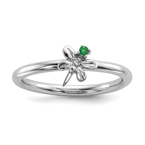 Sterling Silver Blue Sapphire, Ruby and Emerald Dragonfly Set of 3 Rings- Sparkle & Jade-SparkleAndJade.com 
