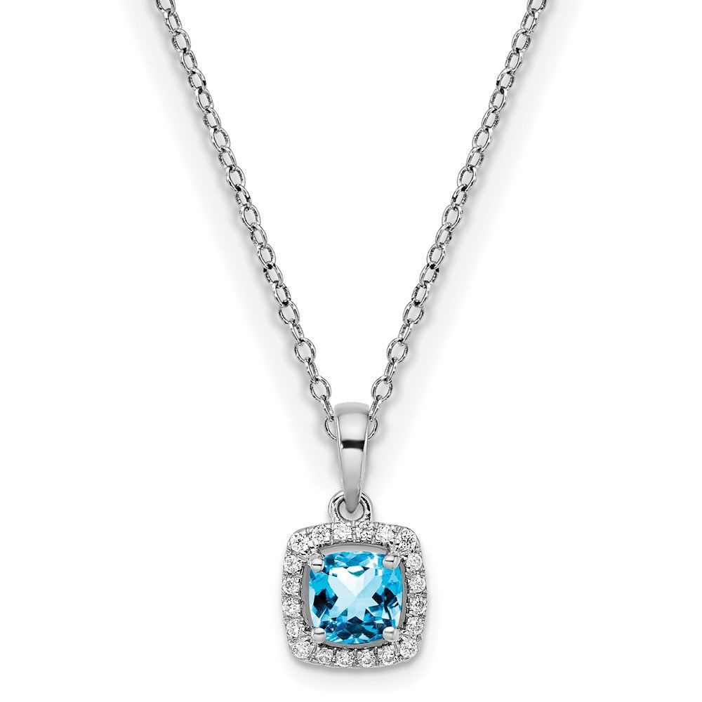 Sterling Silver Blue Topaz and Diamond Pendant Necklace- Sparkle & Jade-SparkleAndJade.com PM8582-BT-SSAS43-18