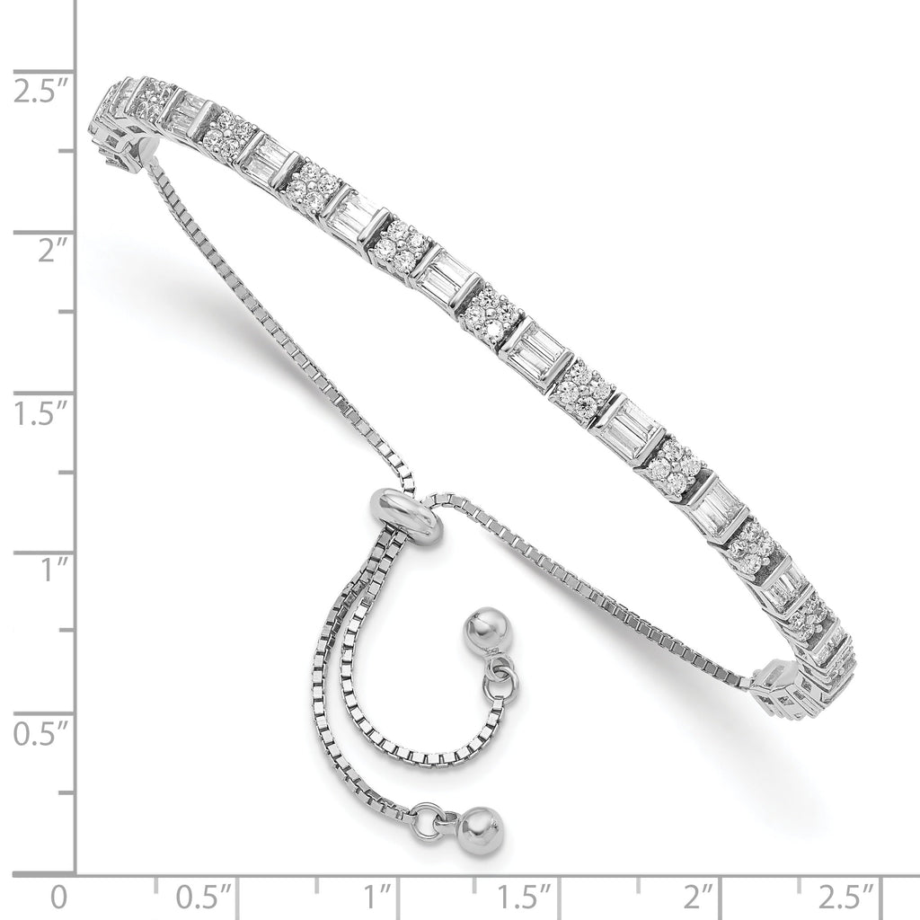 Sterling Silver CZ Adjustable Bolo Bracelet- Sparkle & Jade-SparkleAndJade.com QG5952