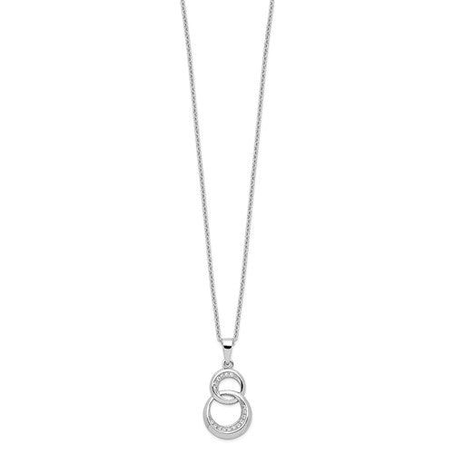Sterling Silver & CZ Brilliant Embers Double Circle Necklace- Sparkle & Jade-SparkleAndJade.com QMP189-18