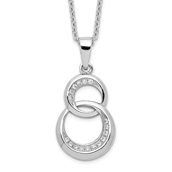 Sterling Silver & CZ Brilliant Embers Double Circle Necklace- Sparkle & Jade-SparkleAndJade.com QMP189-18