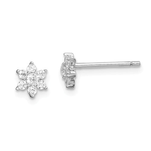 Pendientes Florales De Plata De Ley 925 Con Circonita Cúbica – Hipoalergénicos, Regalo Lujo Para Mujer