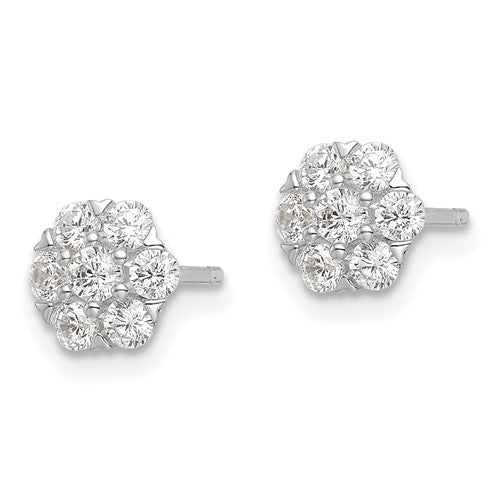 Sterling Silver CZ Flower Post Earrings- Sparkle & Jade-SparkleAndJade.com QE16116