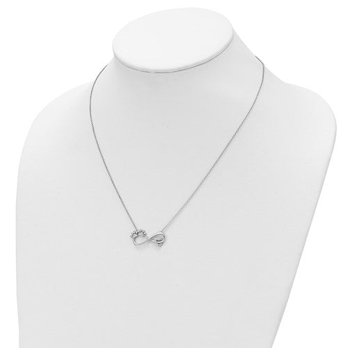 Sterling Silver CZ Furr Ever Infinity Paw Print 18 in Necklace- Sparkle & Jade-SparkleAndJade.com QSX739