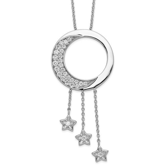 Sterling Silver & CZ 'I Promise You The Moon And Stars' Necklace- Sparkle & Jade-SparkleAndJade.com QSX210