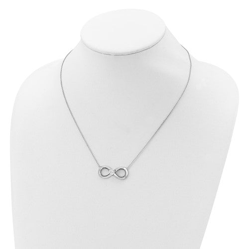 Sterling Silver CZ Infinity Heart Antiqued Forever 19i" Necklace- Sparkle & Jade-SparkleAndJade.com QSX644