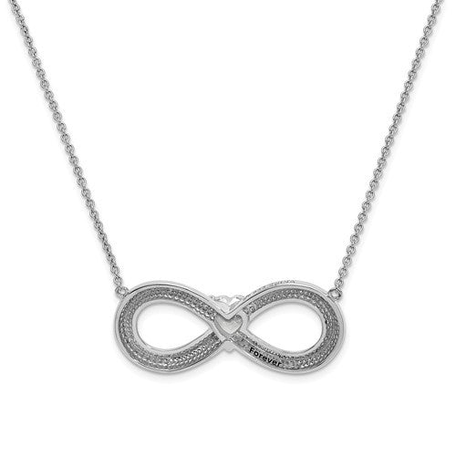 Sterling Silver CZ Infinity Heart Antiqued Forever 19i" Necklace- Sparkle & Jade-SparkleAndJade.com QSX644