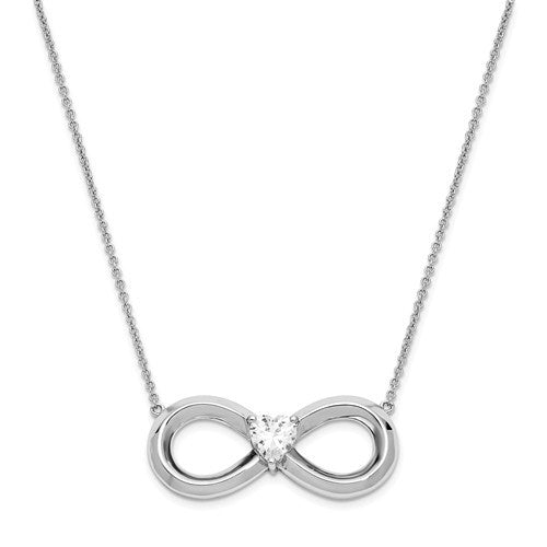 Sterling Silver CZ Infinity Heart Antiqued Forever 19i" Necklace- Sparkle & Jade-SparkleAndJade.com QSX644