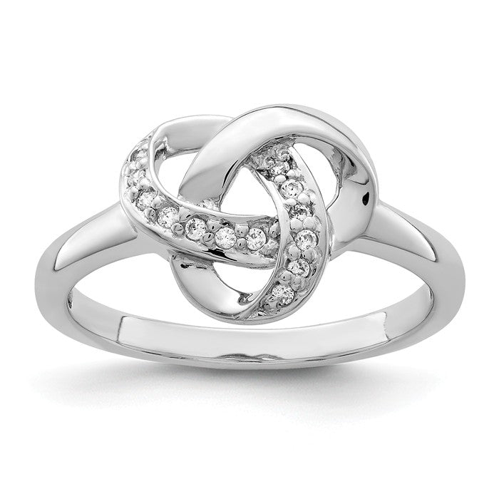 Sterling Silver CZ Love Knot Ring- Sparkle & Jade-SparkleAndJade.com 