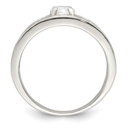 Sterling Silver CZ Oval Floral Ring Set- Sparkle & Jade-SparkleAndJade.com 
