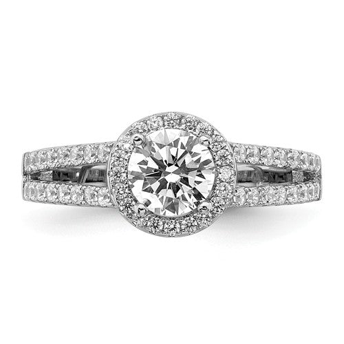 Top Beautiful Diamond CZ Halo Accent 925 Sterling Silver Ring