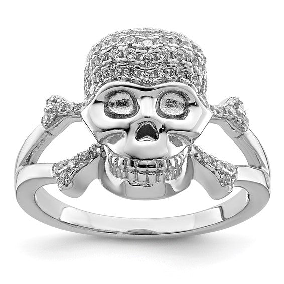 Sterling Silver CZ Skull Ring- Sparkle & Jade-SparkleAndJade.com 