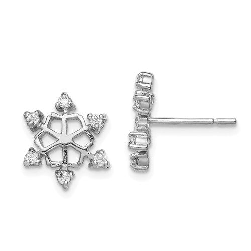 Sterling Silver CZ Snowflake Post Stud Earrings- Sparkle & Jade-SparkleAndJade.com QE11966