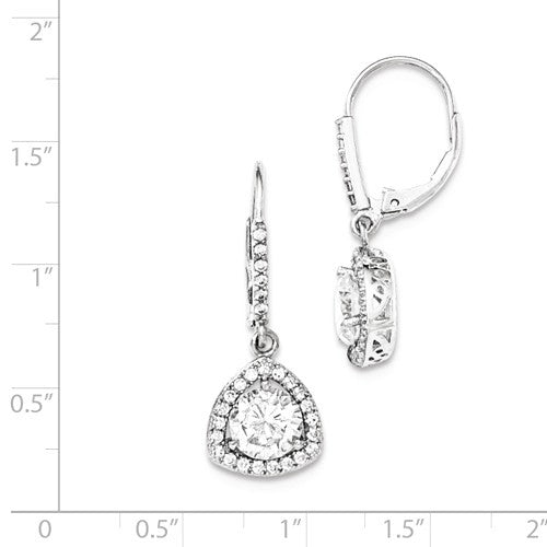 Sterling Silver CZ Trillion Halo Leverback Earrings- Sparkle & Jade-SparkleAndJade.com QE12426