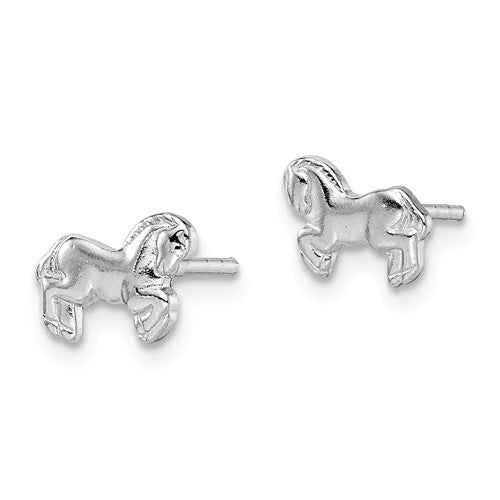 Sterling Silver Children's Horse Post Earrings- Sparkle & Jade-SparkleAndJade.com QE11836