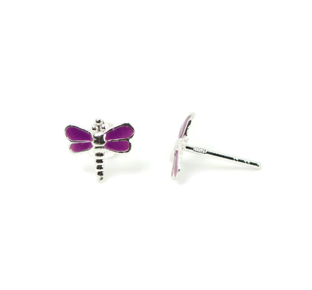 Sterling Silver Children's Purple Dragonfly Earrings- Sparkle & Jade-SparkleAndJade.com PDRAGONFLYEA