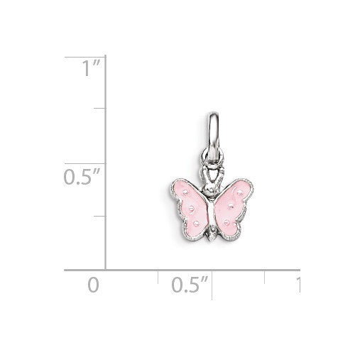 Sterling Silver Child's Pink Enameled Butterfly Pendant- Sparkle & Jade-SparkleAndJade.com QP4041